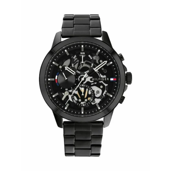 Tommy Hilfiger Henry Ανδρικό Ρολόι 44mm Χρονογράφος Μπαταρίας με Μαύρο Μεταλλικό Μπρασελέ – 1710478