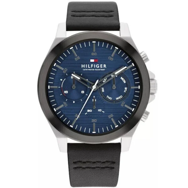 Tommy Hilfiger Lance Ανδρικό Ρολόι 46mm Μπαταρίας με Μαύρο Δερμάτινο Λουράκι – 1710523