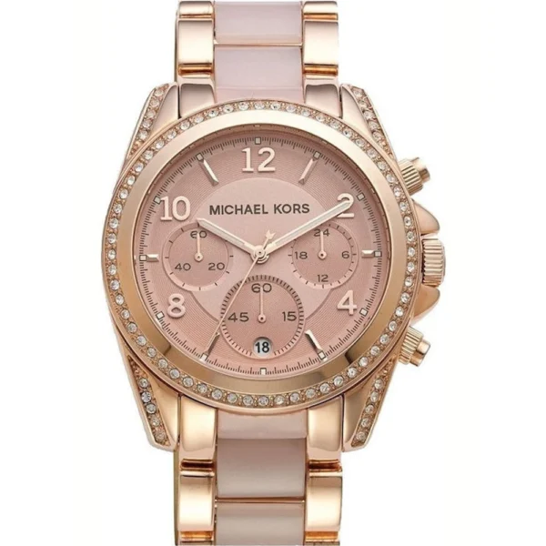 Michael Kors Blair Γυναικείο Ρολόι 38mm Χρονογράφος Μπαταρίας με Ροζ Χρυσό Μεταλλικό Μπρασελέ – MK5943