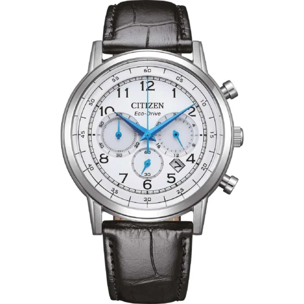 Ρολόι CITIZEN Eco-Drive Chronograph Black Leather Strap – CA4630-02A