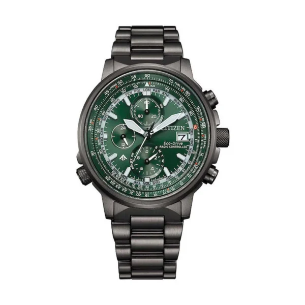 Citizen Sky Eco-drive Radio Controlled Ανδρικό Ρολόι Χρονογράφος Μπαταρίας με Γκρι Μεταλλικό Μπρασελέ – AT8304-57W