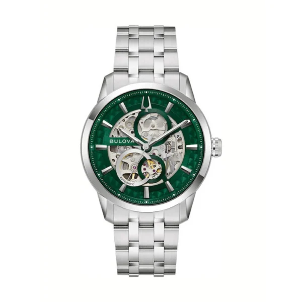 Bulova Ανδρικό Ρολόι 40mm Αυτόματο με Ασημί Μεταλλικό Μπρασελέ – 96A329