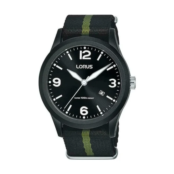Lorus Ανδρικό Ρολόι 42mm Μπαταρίας με Μαύρο Υφασμάτινο Λουράκι – RH943LX9