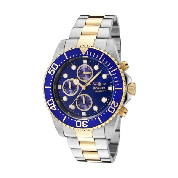 Invicta Pro Diver Ανδρικό Ρολόι 43mm Χρονογράφος Kinetic με Ασημί Μεταλλικό Μπρασελέ – 1773
