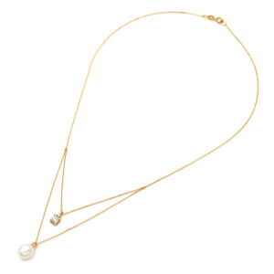 Κολιέ μαργαριτάρι Fresh Water Pearl 8,0×10,0mm και ζιρκόν Κ14