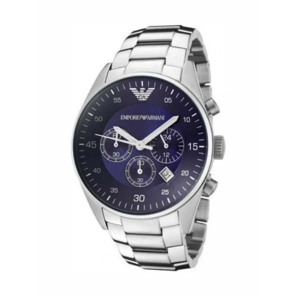 Emporio Armani Sportivo Ανδρικό Ρολόι 43mm Χρονογράφος Μπαταρίας με Ασημί Μεταλλικό Μπρασελέ – AR5860
