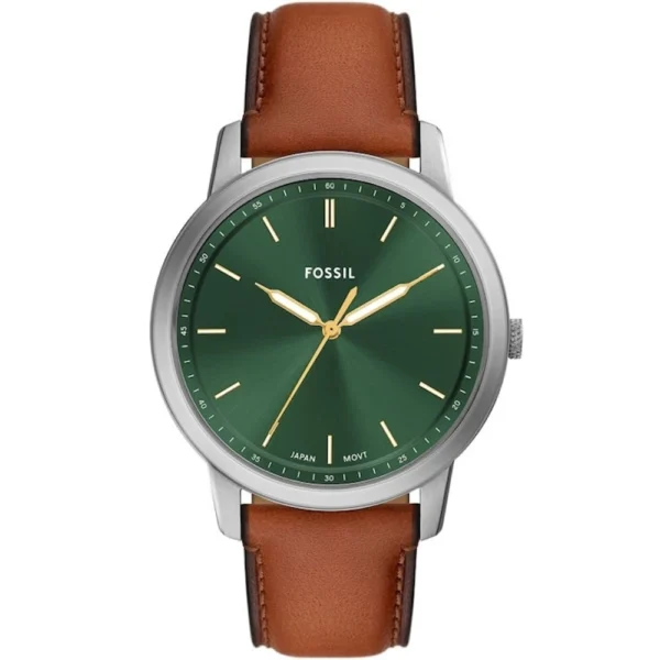 Fossil Ανδρικό Ρολόι 44mm Μπαταρίας με Καφέ Δερμάτινο Λουράκι – FS6094