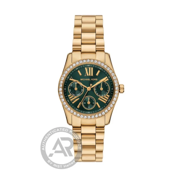 Michael Kors Lexington Crystals Γυναικείο Ρολόι 33mm Χρονογράφος Μπαταρίας με Χρυσό Μεταλλικό Μπρασελέ – MK4924
