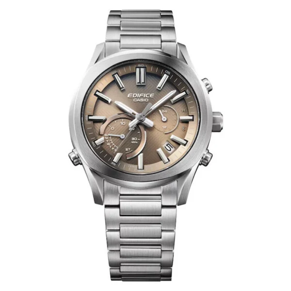 Casio Ψηφιακό Ανδρικό Ρολόι Χρονογράφος Solar με Ασημί Μεταλλικό Μπρασελέ – EQB-1300D-5A