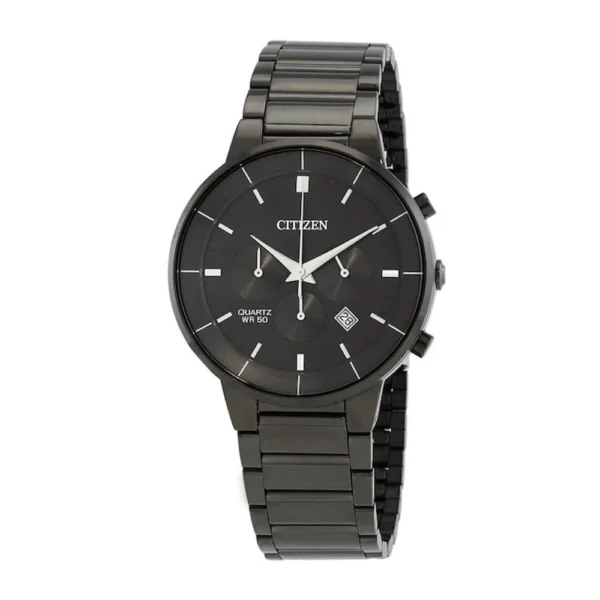Citizen Ανδρικό Ρολόι 42mm Χρονογράφος Μπαταρίας με Μαύρο Μεταλλικό Μπρασελέ – AN8227-53H