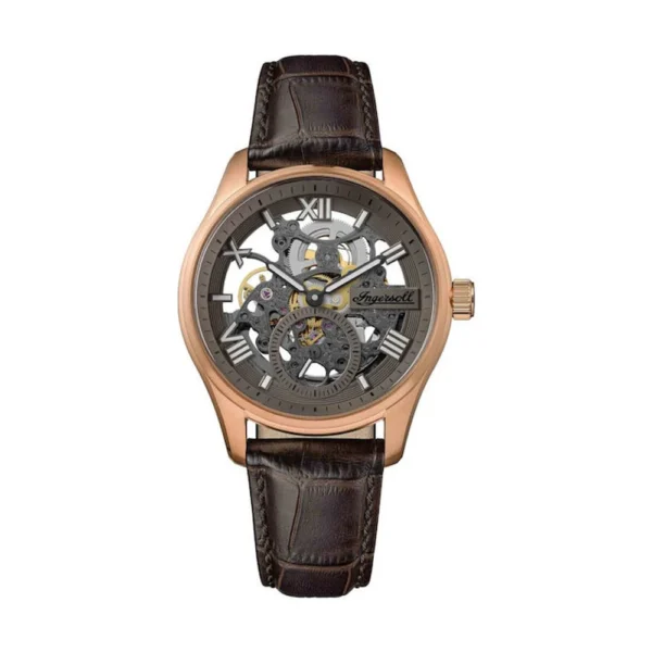 Ingersoll Ανδρικό Ρολόι 40mm Μπαταρίας με Καφέ Δερμάτινο Λουράκι – I17402
