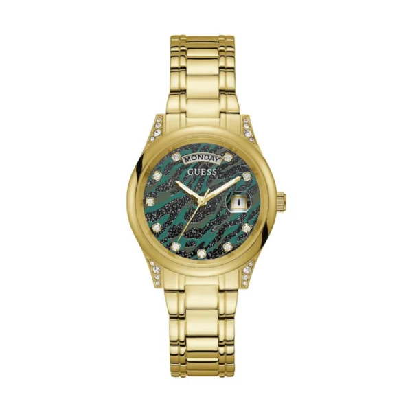 Guess Aura Γυναικείο Ρολόι 36mm Μπαταρίας με Χρυσό Ατσάλινο Μπρασελέ – GW0047L3