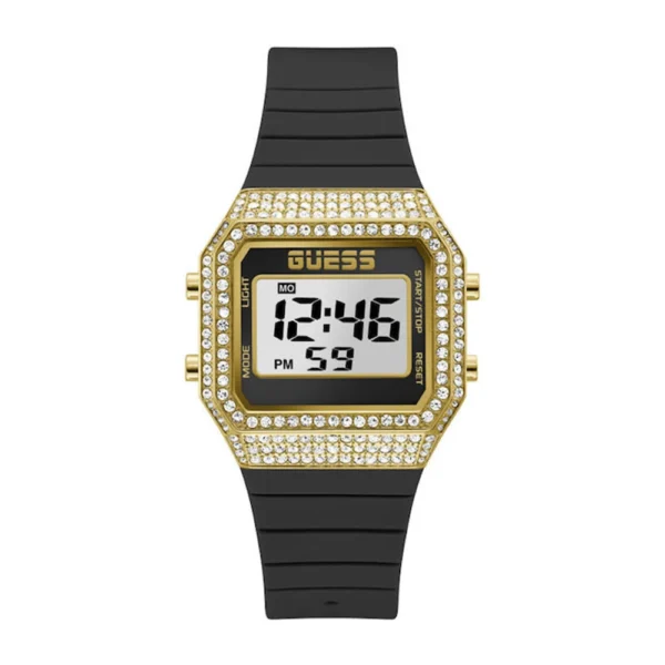 Guess Zoom Γυναικείο Ρολόι 39mm Χρονογράφος Μπαταρίας με Μαύρο Καουτσούκ Λουράκι – GW0430L2