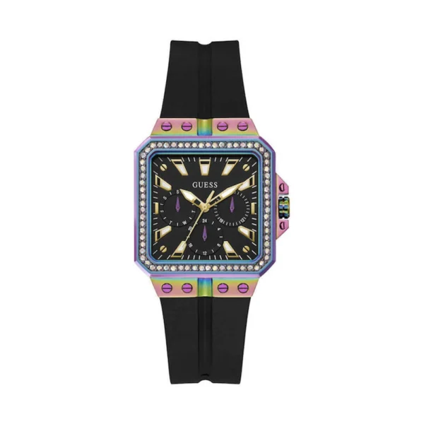 Guess Γυναικείο Ρολόι 34mm Μπαταρίας με Μαύρο Καουτσούκ Λουράκι – GW0618L3