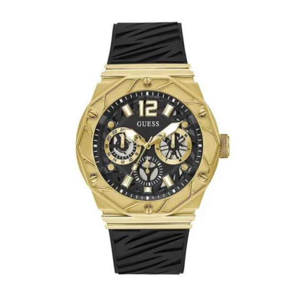 Guess Ανδρικό Ρολόι 47mm Μπαταρίας με Μαύρο Καουτσούκ Λουράκι – GW0634G2
