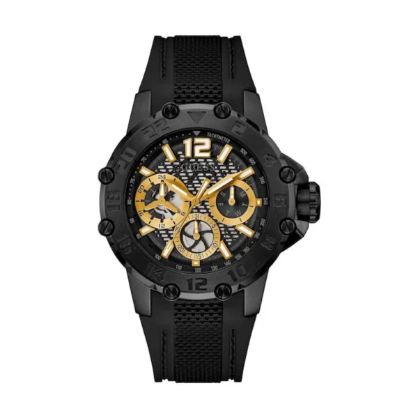 Guess Ανδρικό Ρολόι 46mm Μπαταρίας με Μαύρο Καουτσούκ Λουράκι – GW0640G2