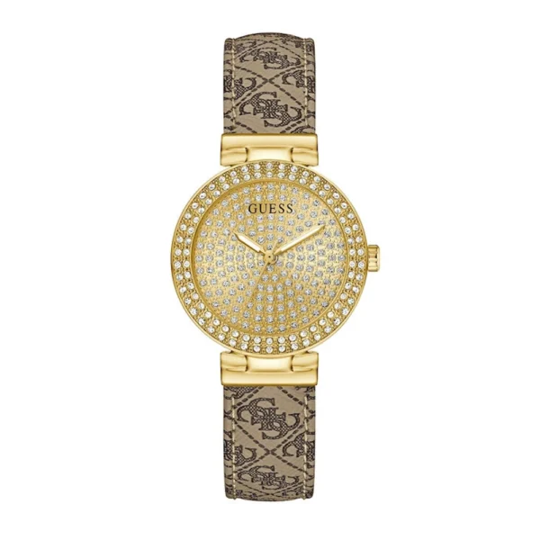 Ladies Γυναικείο Ρολόι 34mm Μπαταρίας με Μπεζ Δερμάτινο Λουράκι – GW0943L2