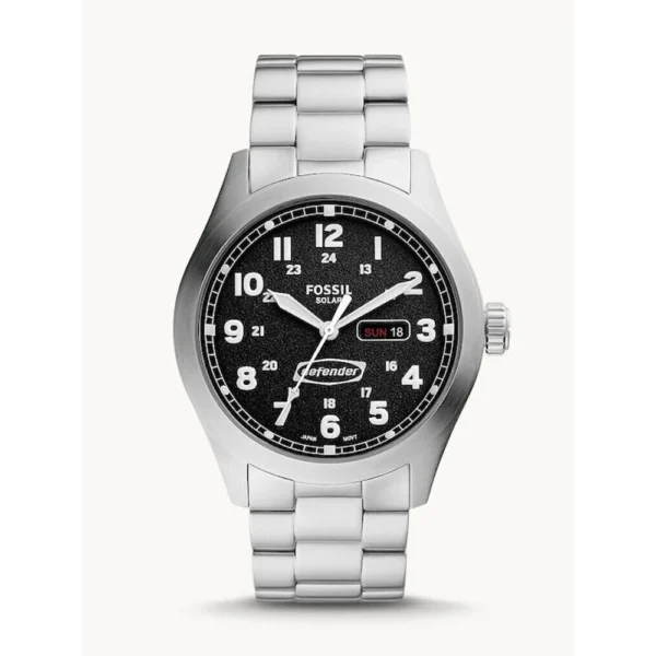 Defender Ανδρικό Ρολόι 46mm Solar με Ασημί Ατσάλινο Μπρασελέ – FS5976
