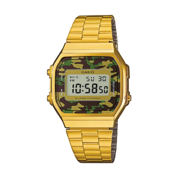 Casio Vintage Iconic Ψηφιακό Ανδρικό Ρολόι 36.3mm Χρονογράφος Μπαταρίας με Χρυσό Ατσάλινο Μπρασελέ – A168WEGC-3EF