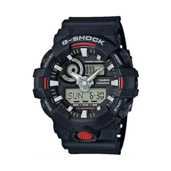 Casio G-Shock Ανδρικό Ρολόι 57mm Χρονογράφος Μπαταρίας με Μαύρο Καουτσούκ Λουράκι – GA-700-1A
