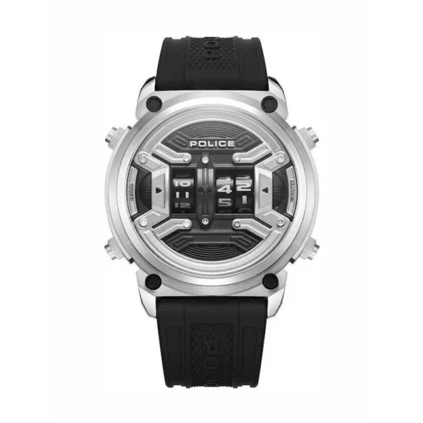 Rotor Ανδρικό Ρολόι 50mm Μπαταρίας με Μαύρο Καουτσούκ Λουράκι – PEWJP2228503