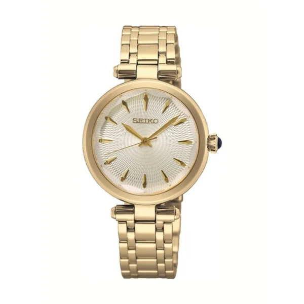 Seiko Γυναικείο Ρολόι 30mm Μπαταρίας με Χρυσό Ατσάλινο Μπρασελέ – SRZ554P1
