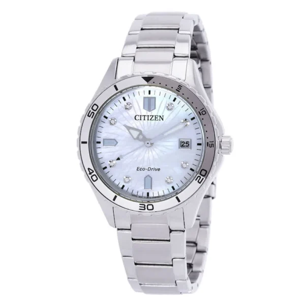 Citizen Marine Γυναικείο Ρολόι 37mm Μπαταρίας με Ασημί Μεταλλικό Μπρασελέ – FE6170-88D