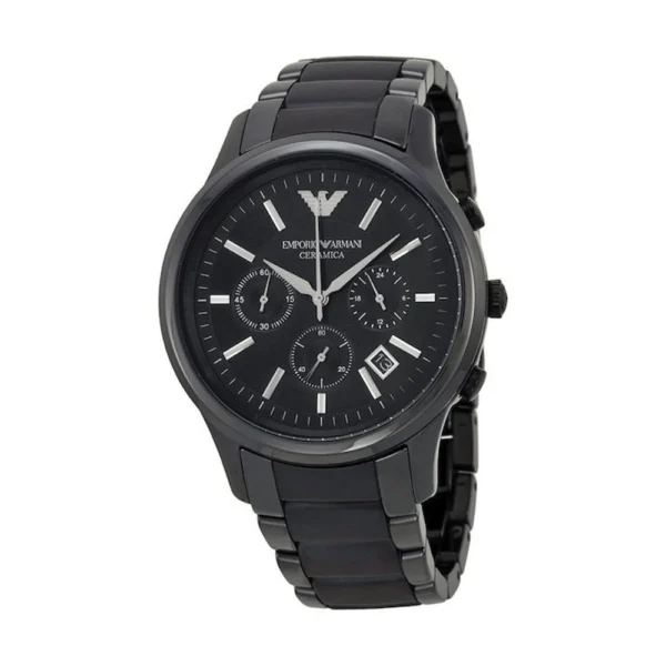 Emporio Armani Ανδρικό Ρολόι 43mm Χρονογράφος Μπαταρίας με Μαύρο Κεραμικό Μπρασελέ – AR1452
