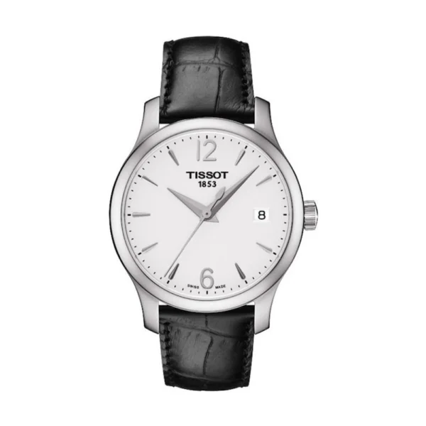 Tissot Tradition Lady Γυναικείο Ρολόι Μπαταρίας με Μαύρο Δερμάτινο Λουράκι – T063.210.16.037.00
