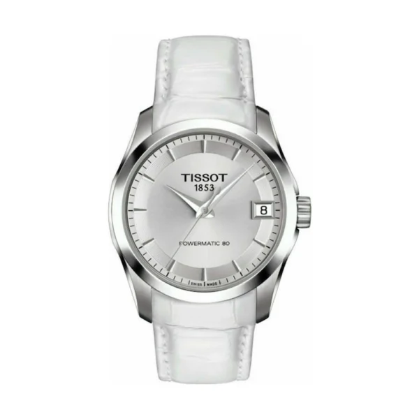 Tissot T-Classic Couturier Powermatic 80 Γυναικείο Ρολόι 32mm Αυτόματο με Λευκό Δερμάτινο Λουράκι – T035.207.16.031.00