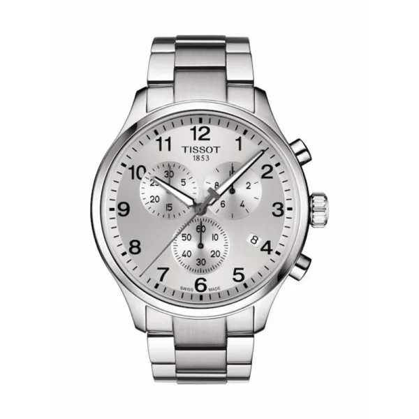 Chrono Xl Classic Ανδρικό Ρολόι 45mm Χρονογράφος Μπαταρίας με Ασημί Ατσάλινο Μπρασελέ – T116.617.11.037.00