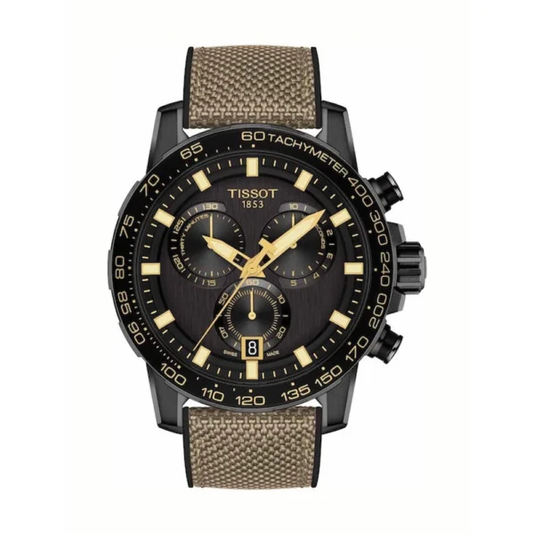 Tissot T-Sport Supersport Ανδρικό Ρολόι 45.5mm Χρονογράφος Μπαταρίας με Μπεζ Υφασμάτινο Λουράκι – T125.617.37.051.01
