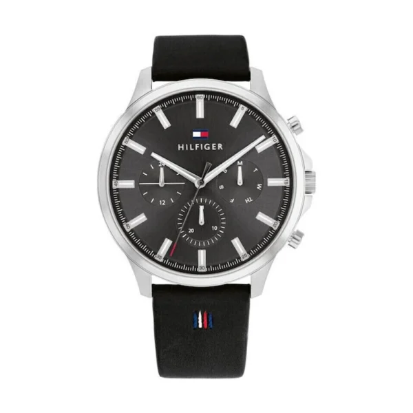 Ryder Ανδρικό Ρολόι 44mm Χρονογράφος Μπαταρίας με Μαύρο Δερμάτινο Λουράκι – 1710495