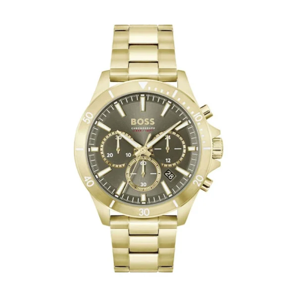 Boss Montre Ανδρικό Ρολόι 45mm Χρονογράφος Μπαταρίας με Χρυσό Ατσάλινο Μπρασελέ – 1514059