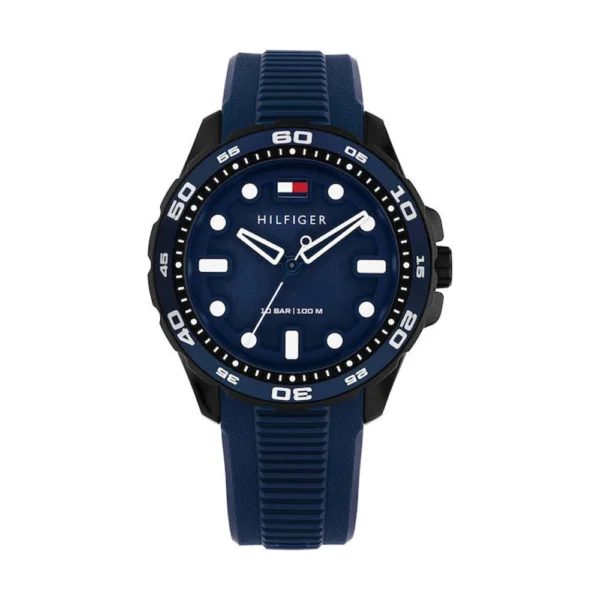 Tommy Hilfiger Regatta Ανδρικό Ρολόι Μπαταρίας με Μπλε Καουτσούκ Λουράκι – 1792265