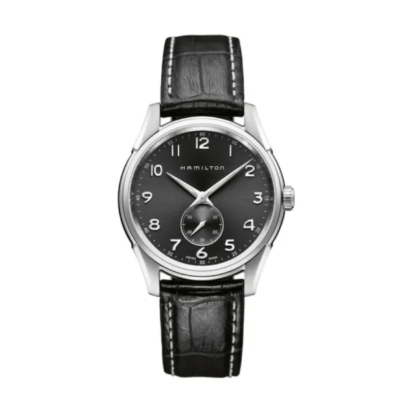 Hamilton Ανδρικό Ρολόι 40mm Μπαταρίας με Μαύρο Δερμάτινο Λουράκι – H38411783