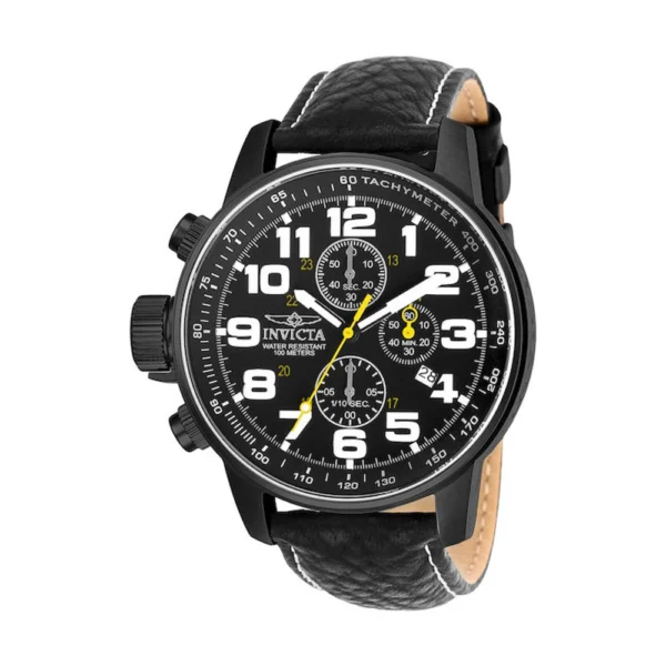 I-force Ανδρικό Ρολόι 46mm Χρονογράφος Μπαταρίας με Μαύρο Δερμάτινο Λουράκι – 3332