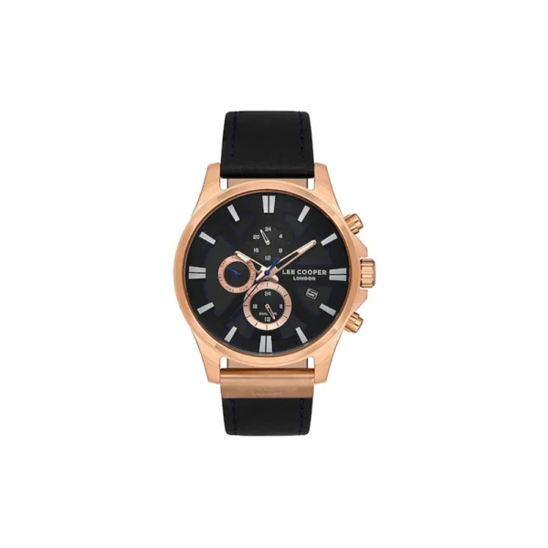 Lee Cooper Ανδρικό Ρολόι 43mm Μπαταρίας με Μαύρο Δερμάτινο Λουράκι – LC07425.451