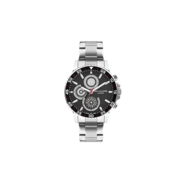 Lee Cooper Multifunction Ανδρικό Ρολόι Χρονογράφος Μπαταρίας με Ασημί Μεταλλικό Μπρασελέ – LC07636.350